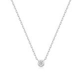 Silver Round Solitaire Cubic Zirconia Necklace